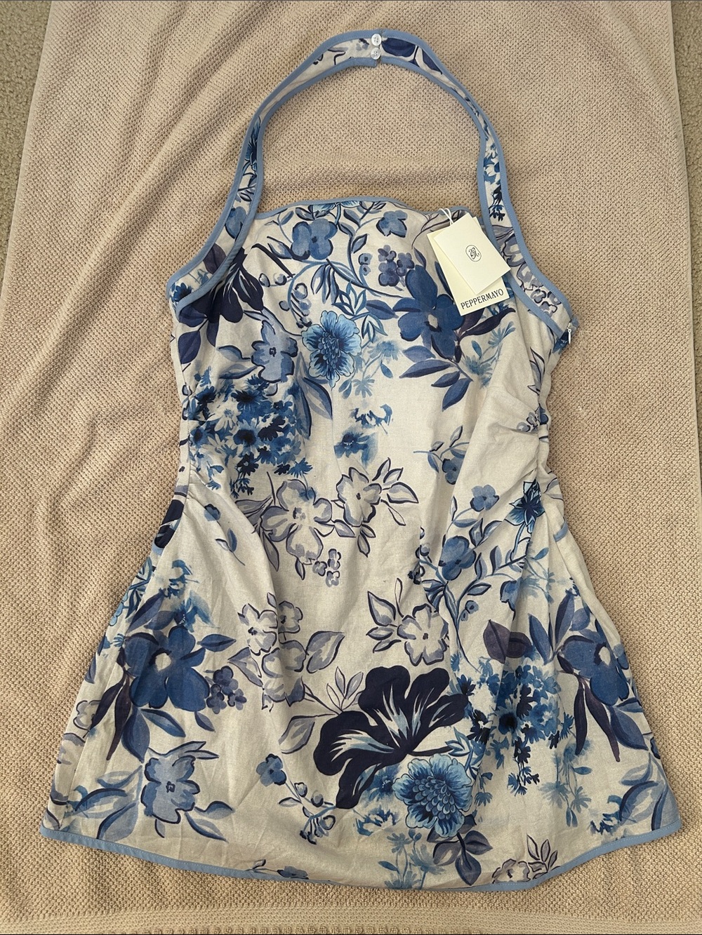 Peppermayo blue floral halter dress